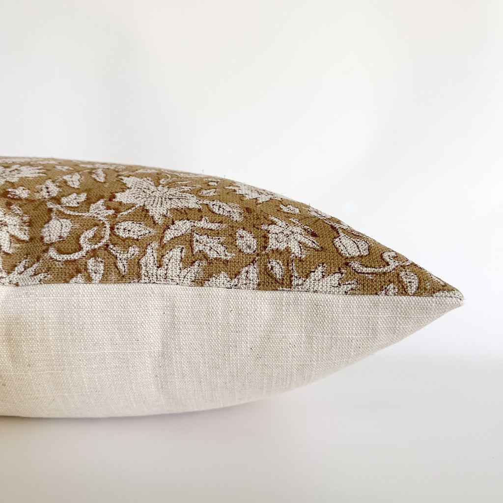 Rose Bud Brown Block Print Pillow Cover rose-bud-brown-block-print-pillow-cover