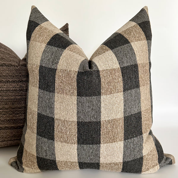 Brown Black Checkered Pillow Cover