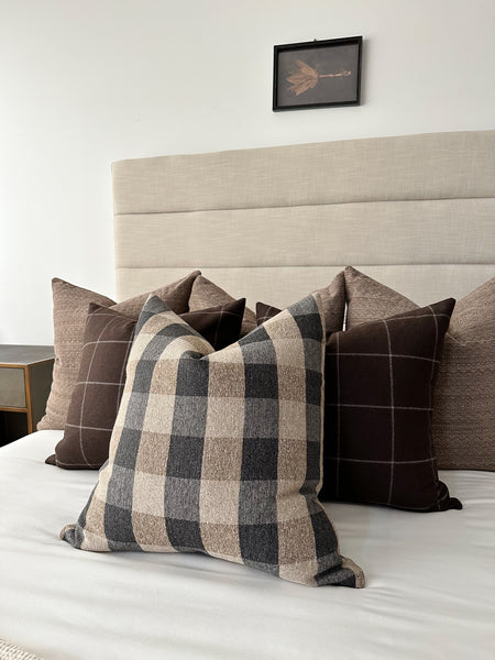 Brown Black Checkered Pillow Cover