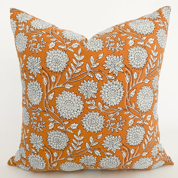 Cadmium Floral Block Print Pillow Cover