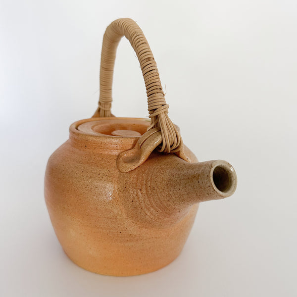 Clay Teapot with Bamboo Wrapped Handle | ONE-OF-A-KIND