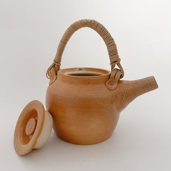 Clay Teapot with Bamboo Wrapped Handle | ONE-OF-A-KIND