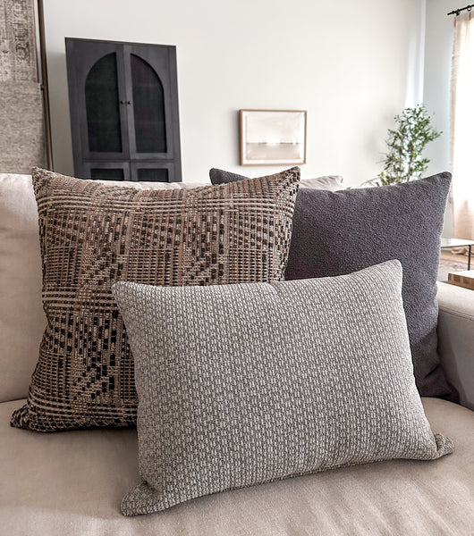 Deeply Woven Gray Pillow Cover