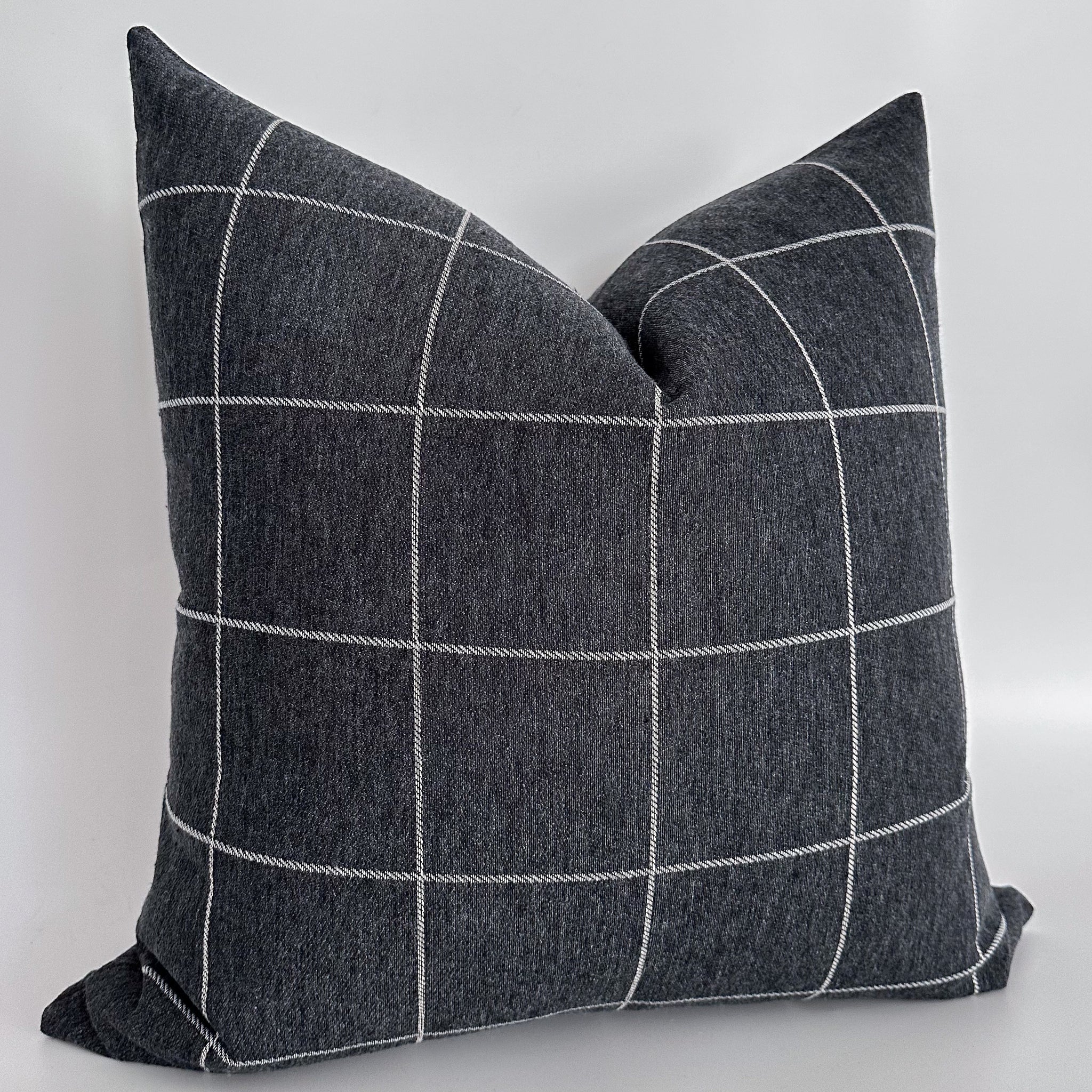 Blue Charcoal Plaid Pillow Cover