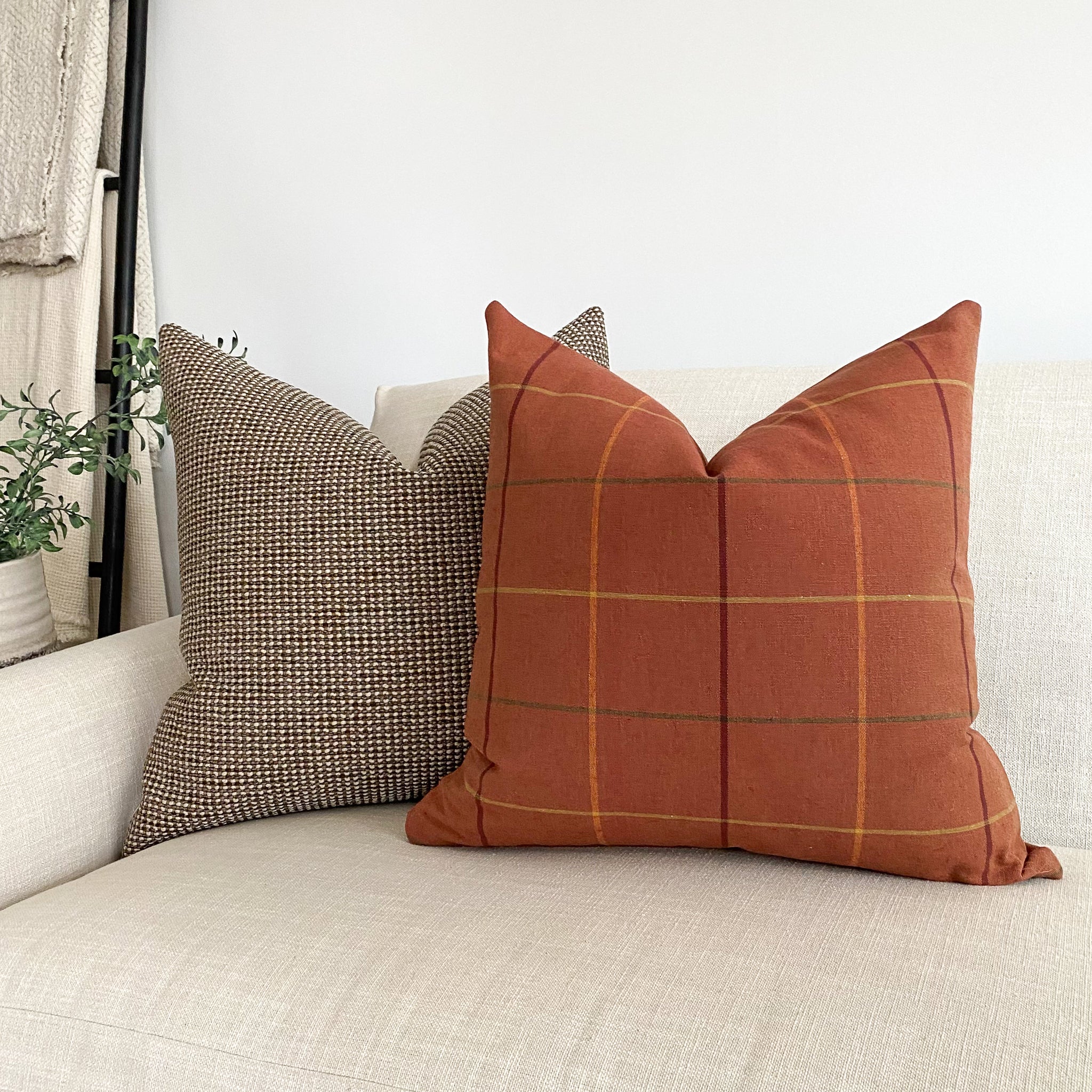 Orange plaid pillow best sale