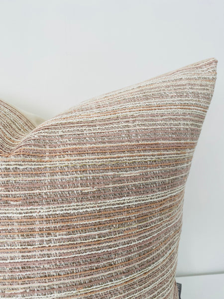 Pink Textured Stripes Pillow Cover (ON THE SHELF)