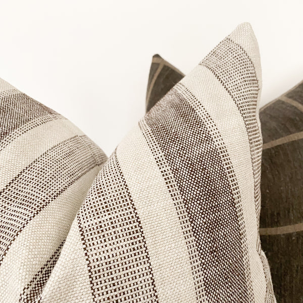 Vintage Stripe Brown Pillow Cover (ON THE SHELF)