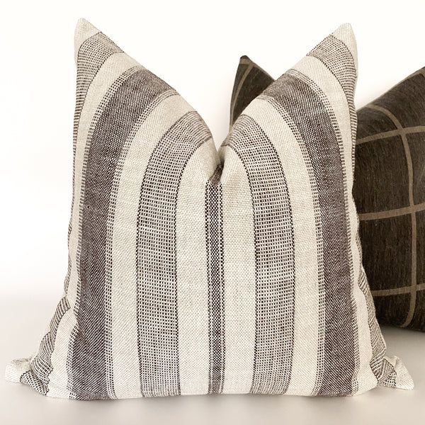 Vintage Stripe Brown Pillow Cover (ON THE SHELF)