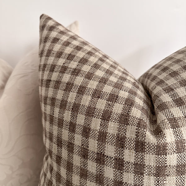 Amber Brown Check Pillow Cover