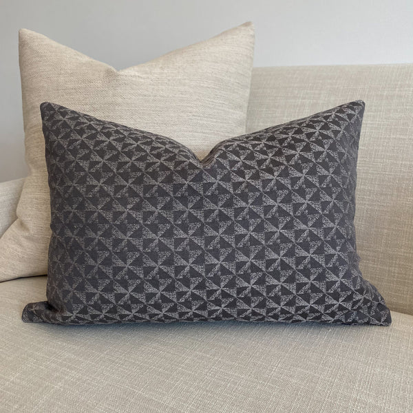Vintage Style Pillow, Gray Vintage Pillow, Gray pillow, Modern Pillows, Hackner Home, Decorative Pillows, Throw Pillows, Designer Pillows, Handmade Pillows, Dark Gray Pillow