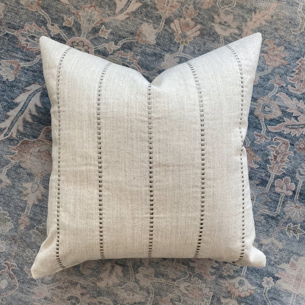 Embroidered Stripe | Gray Pillow Cover