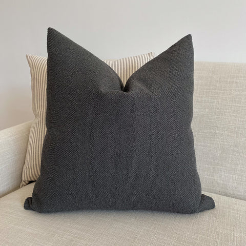 Dark Gray pillow, Charcoal Gray Pillow, Modern Pillows, Minimal Pillows, Hackner Home, Moody Pillow, Textured Pillow in gray, Dark Gray Textured Pillow, High End Pillows, Decorative Pillow Cover, Designer Pillows