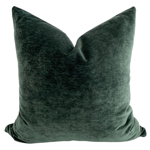 Juniper Green Pillow, Green Pillow Cover, Solid Green Pillow, Green Velvet Pillow, Throw Pillow, Green Throw Pillow, Hackner Home, Velvet Pillow Covers, High End Pillows, Handmade in USA Pillows, Pillow Shop in USA