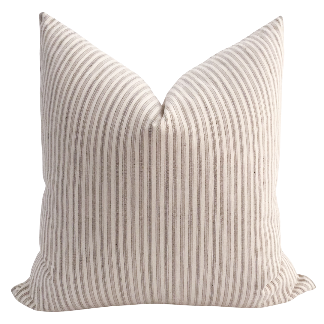 Linen Stripes | Coffee Pillow Cover - 18"x18"