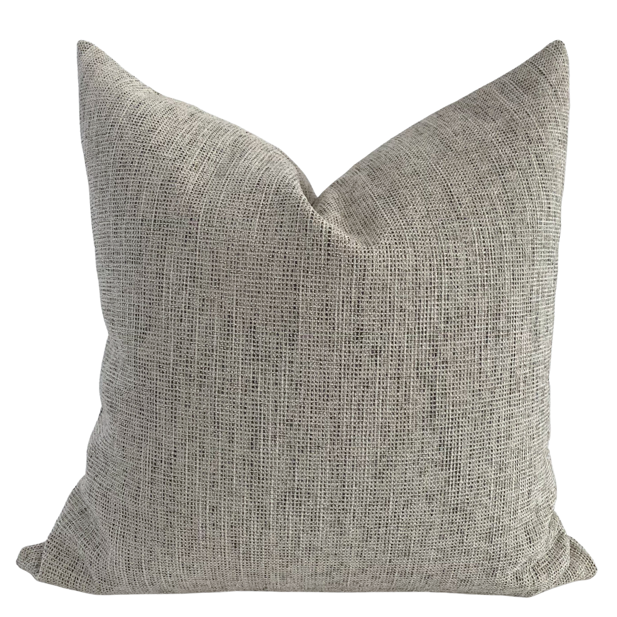 Solid Gray Pillow, Textured Gray Pillow, Designer Pillows, Hackner Home, Neutral pillow covers, How to layer pillows, How to style pillow patterns