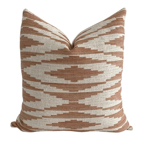 Winslow Pillow Cover, Southwest design pillow, Salmon Color Pillow, American Southwest style pillows, Designer Pillows, Hackner Home, Decorative Southwest Pillow Cover, Woven Pillow Covers, Textured pillow covers, Fall Pillows, Pink Pillow covers, Girls room pillows, Teen girl room pillows, How to pair pillow patterns