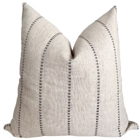 Embroidered Stripe | Gray Pillow Cover