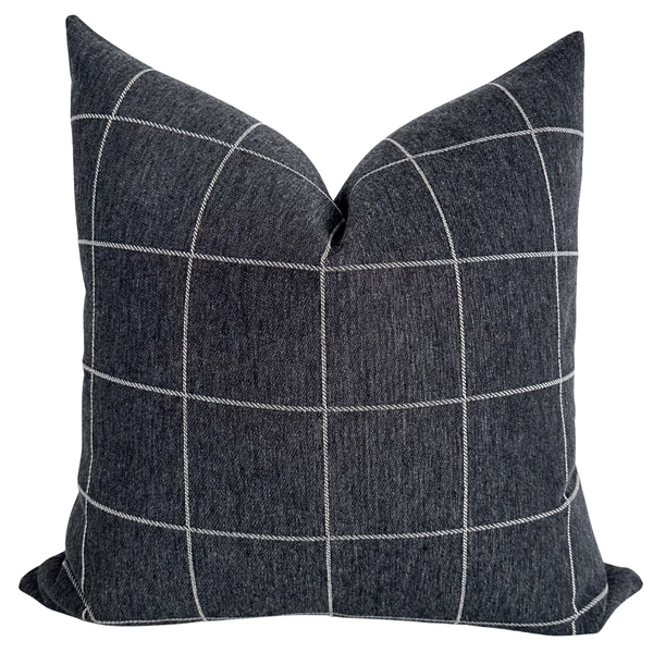 Blue Charcoal Plaid Pillow Cover