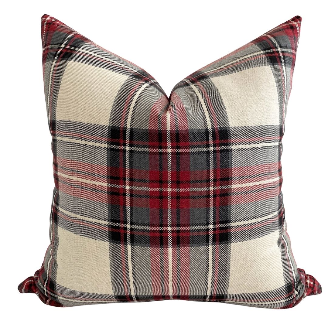 Red and Black Plaid Cut Out Christmas Pillow Covers Without Insert