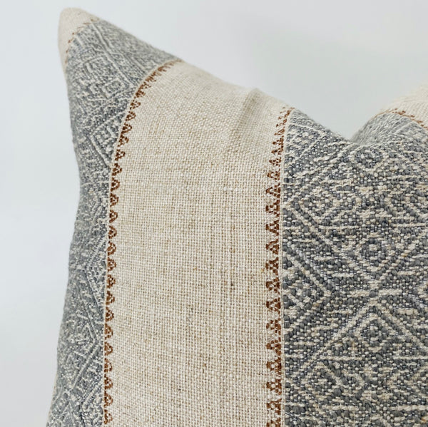 Rustic Pillow, Blue and Beige Pillow, Decorative Pillow Cover, Designer Pillow Cover, Hackner Home Pillows, Designer Pillow Cover, Tribal Pillow Cover, Ethnic Pillow Cover, Striped Pillow Cover, Linen Pillow
