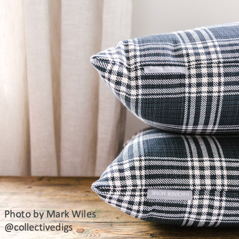 Black plaid pillow hotsell