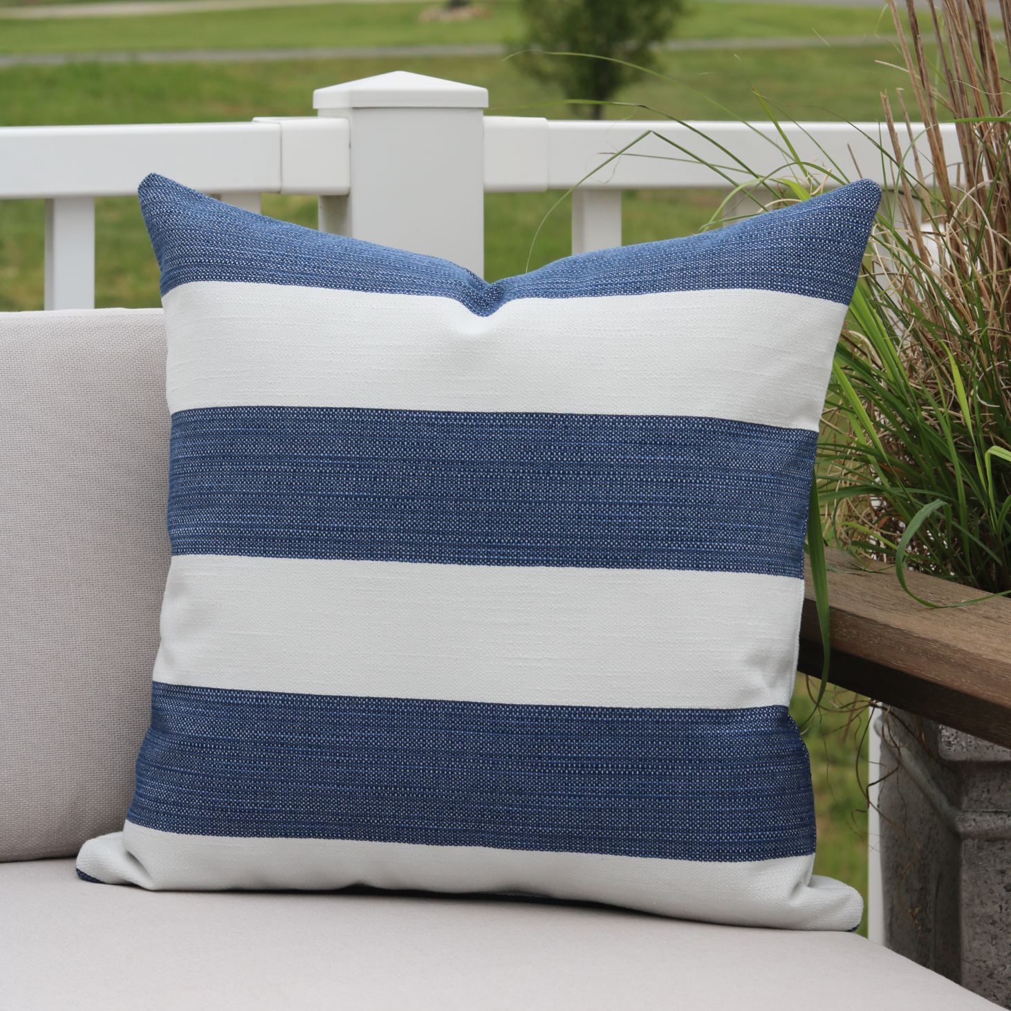 Blue Cabana Outdoor Pillow, Outdoor Pillow Cover, Outdoor Decorative Pillow,  Outdoor decor, Summer Pillows, Hackner Home, Designer Pillows, Handmade Pillows, Blue Decorative Pillows