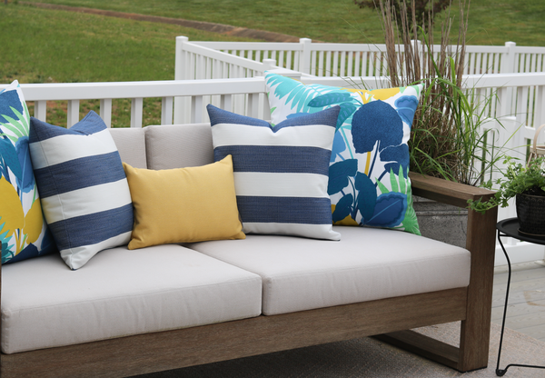 Blue Cabana Outdoor Pillow, Outdoor Pillow Cover, Outdoor Decorative Pillow, Outdoor decor, Summer Pillows, Hackner Home, Designer Pillows, Handmade Pillows, Blue Decorative Pillows