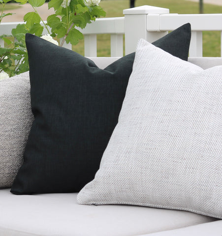 Black Outdoor Pillow Cover, Outdoor Pillow Cover, Outdoor Pillow, Hackner Home Pillows, Modern Outdoor Pillow Cover, Minimal Outdoor Pillow, Solid Color outdoor pillow, Solid Back Outdoor Pillow
