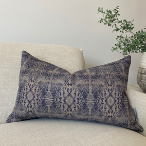 Blue Tribal Pillow Cover, Designer Pillows, Hackner Home, Decorative Pillow Cover, Turkish Style Pillow, Linen Pillow Cover, Blue Pillow Cover, Lumbar decorative Pillow Cover, California Casual Style Pillows
