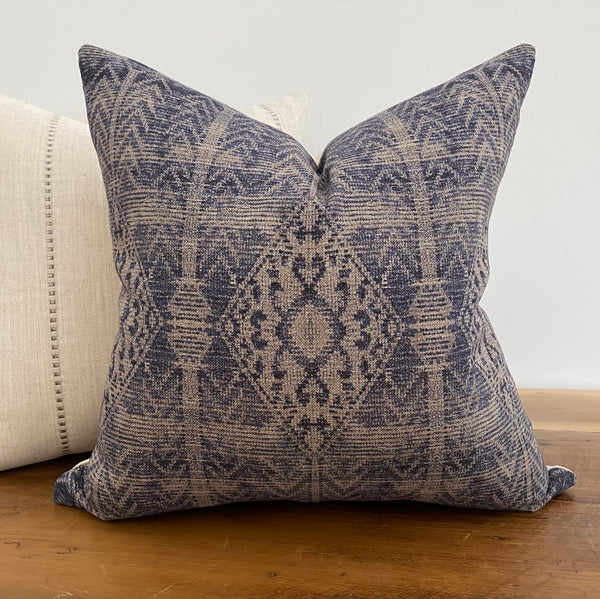 Blue Tribal Pillow Cover, Designer Pillows, Hackner Home, Decorative Pillow Cover, Turkish Style Pillow, Linen Pillow Cover, Blue Pillow Cover, Lumbar decorative Pillow Cover, California Casual Style Pillows