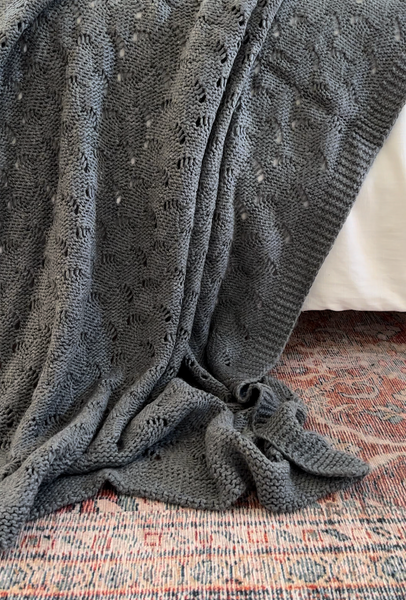 Graphite Gray Knitted Throw Blanket