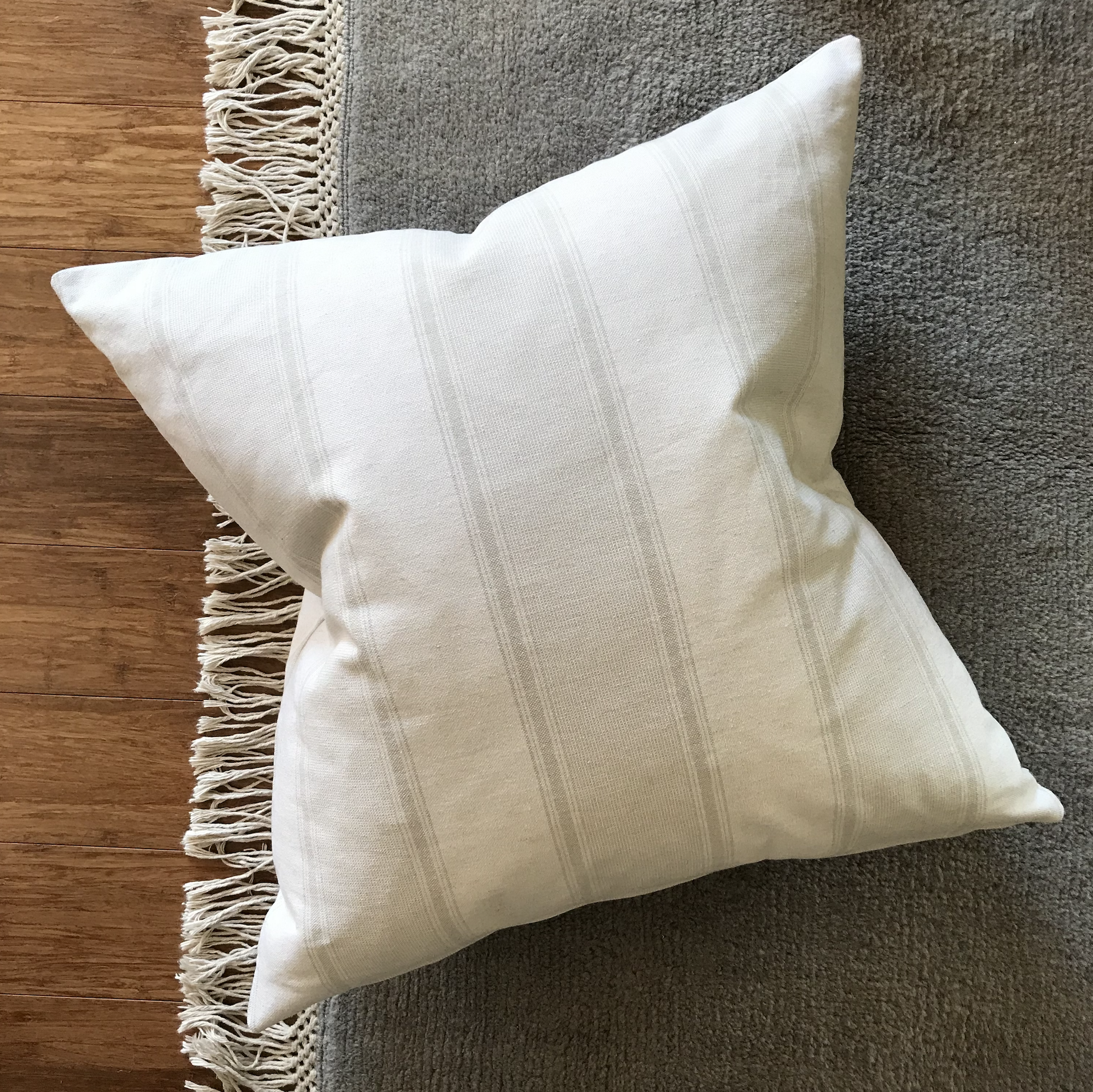 White Textured Throw Pillow, Striped Pillow Cover, Farmhouse