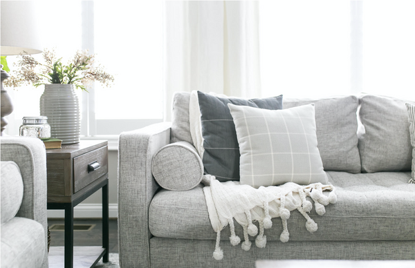@our.dwelling.place, @hacknerhome, gray pillows, Gray plaid pillows, Decorative Pillows, Designer Pillows, Hackner Home