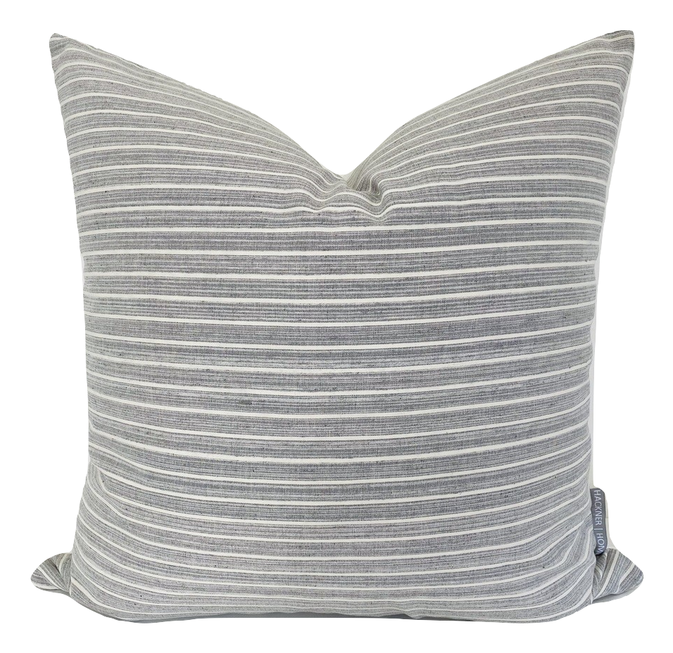 Stormy Gray Blue Pillow Cover, Decorative Pillow Cover, Moody Blue Pillow, Designer Pillow, Striped Pillow, Hackner Home, Gray Pillow Covers, Gray Pillows, Striped Gray Pillow, Grey Pillows, Curated Pillows