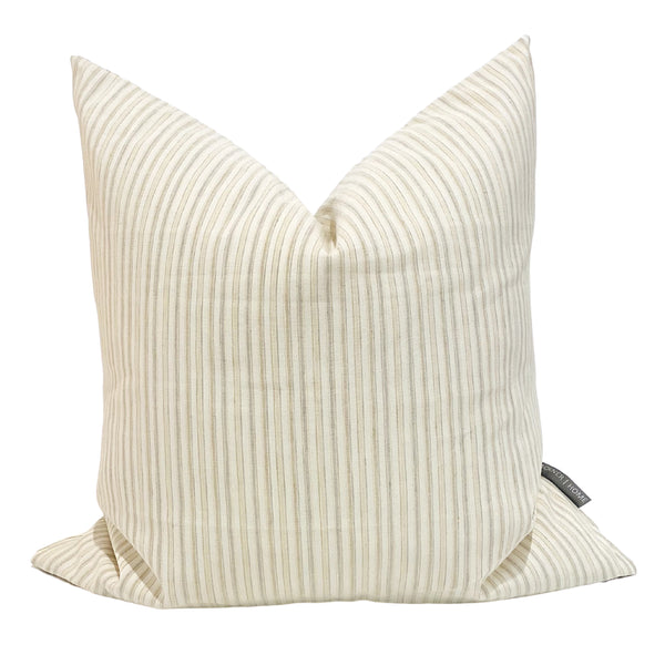 Linen Stripes | Cream & Taupe Pillow Cover