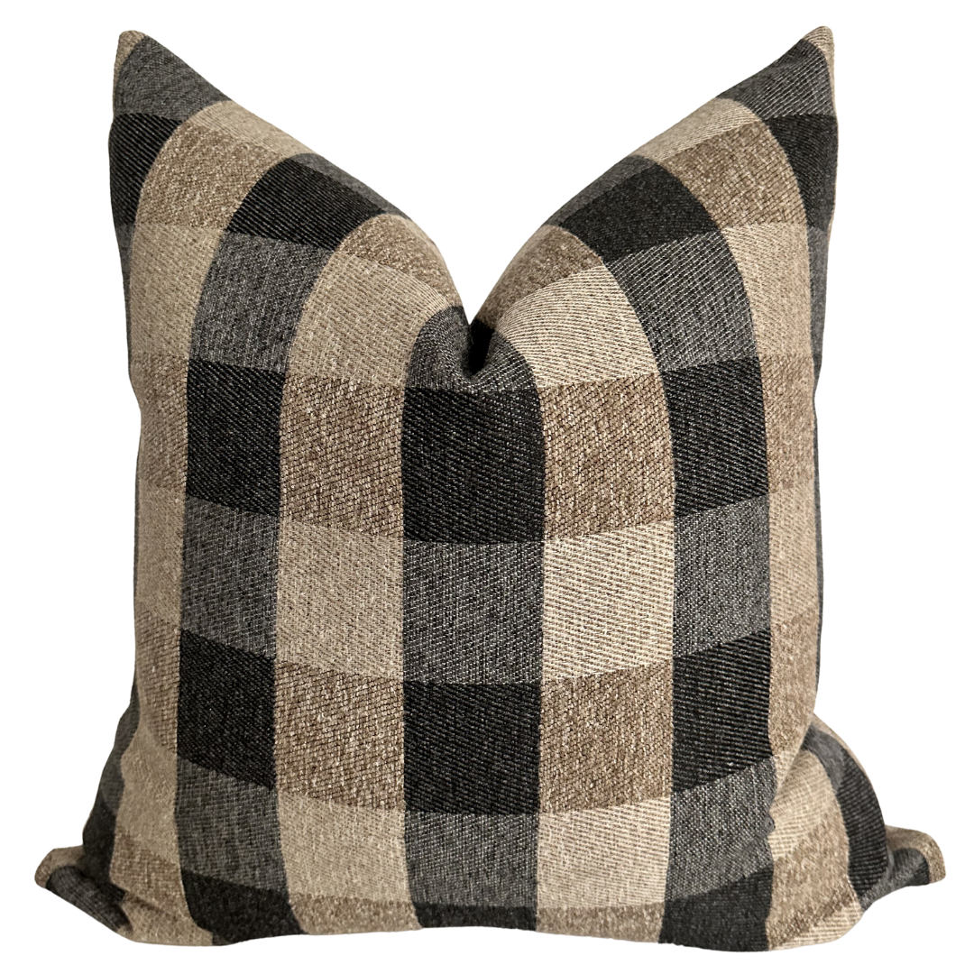 Brown Black Checkered Pillow Cover