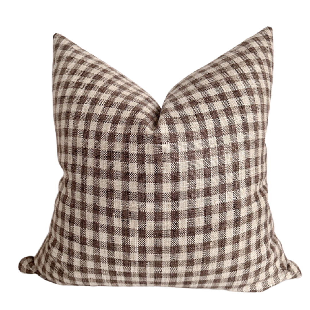 Amber and Ivory Wavy Checkered Throw Pillow