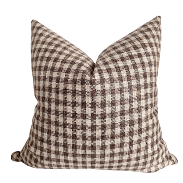 Amber Brown Check Pillow Cover