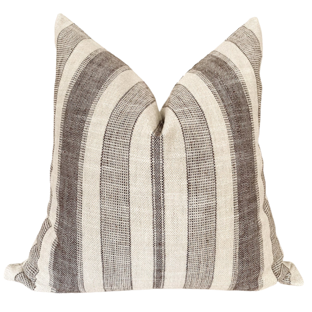 Vintage Stripe Brown Pillow Cover (ON THE SHELF)
