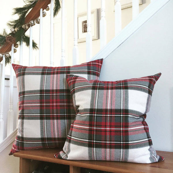 Hackner Home, Christmas Pillows, Red Plaid Pillows, Designer Pillows, Christmas Tartan Pillow, Christmas Decor