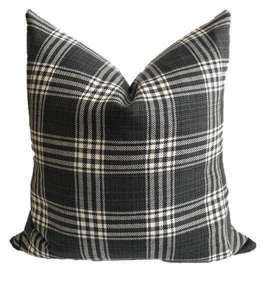 Black Tartan Pillow Cover - Main Image