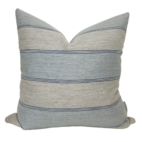 Summer Stripe Blue Pillow Cover (ON THE SHELF)